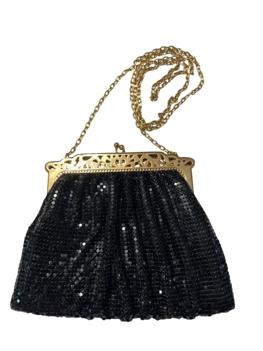 Whiting & Davis Black Chain Mail Bag